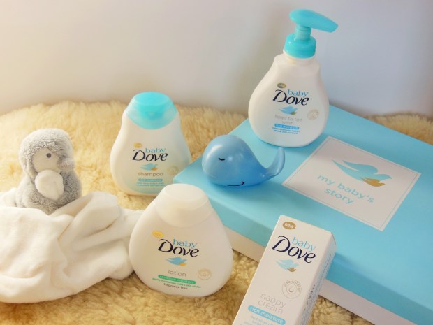 Baby Dove range featuring shampoo, head to toe wash, lotion and nappy cream