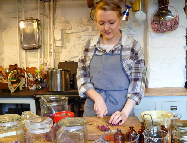 Sami Blackford founder of Freyaluna with ingredients