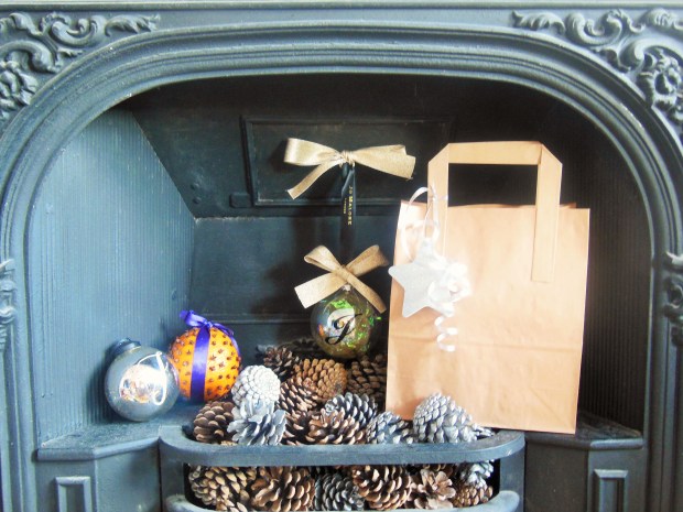 Handmade Christmas beauty gift in a fireplace