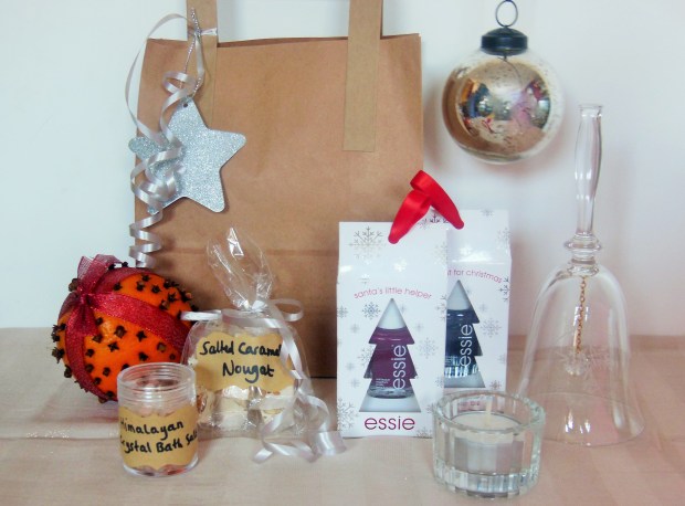 Homemade beauty gift featuring nail polishes