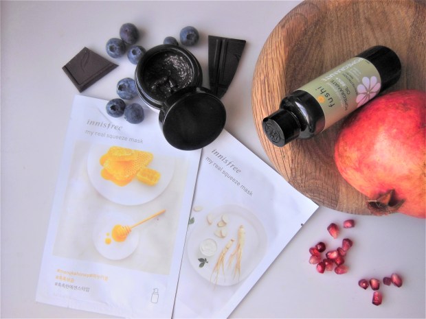 Food and skincare flatlay