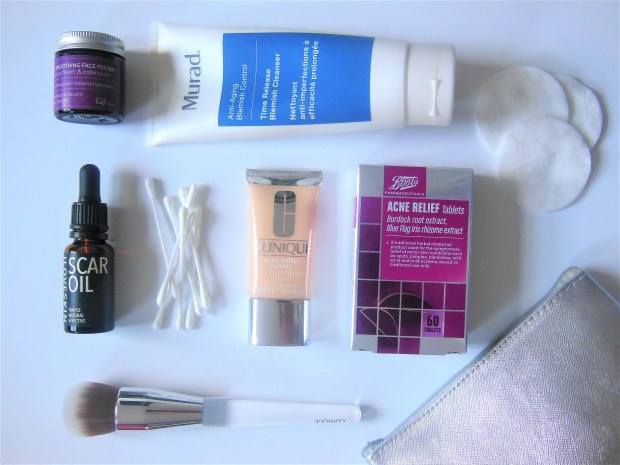 Anti-acne products flatlay