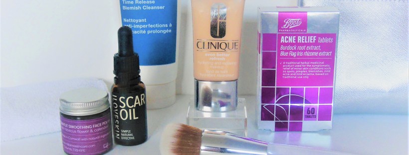 Anti-acne products on a white background