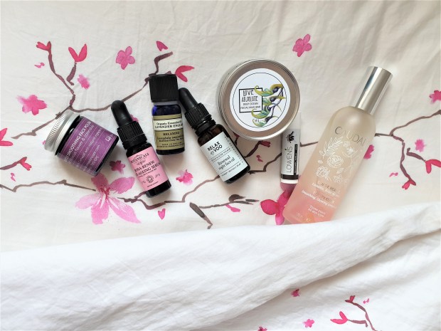 Night time beauty products on pillowcase