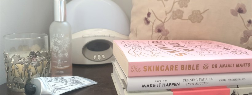 Beauty books on a bedside table
